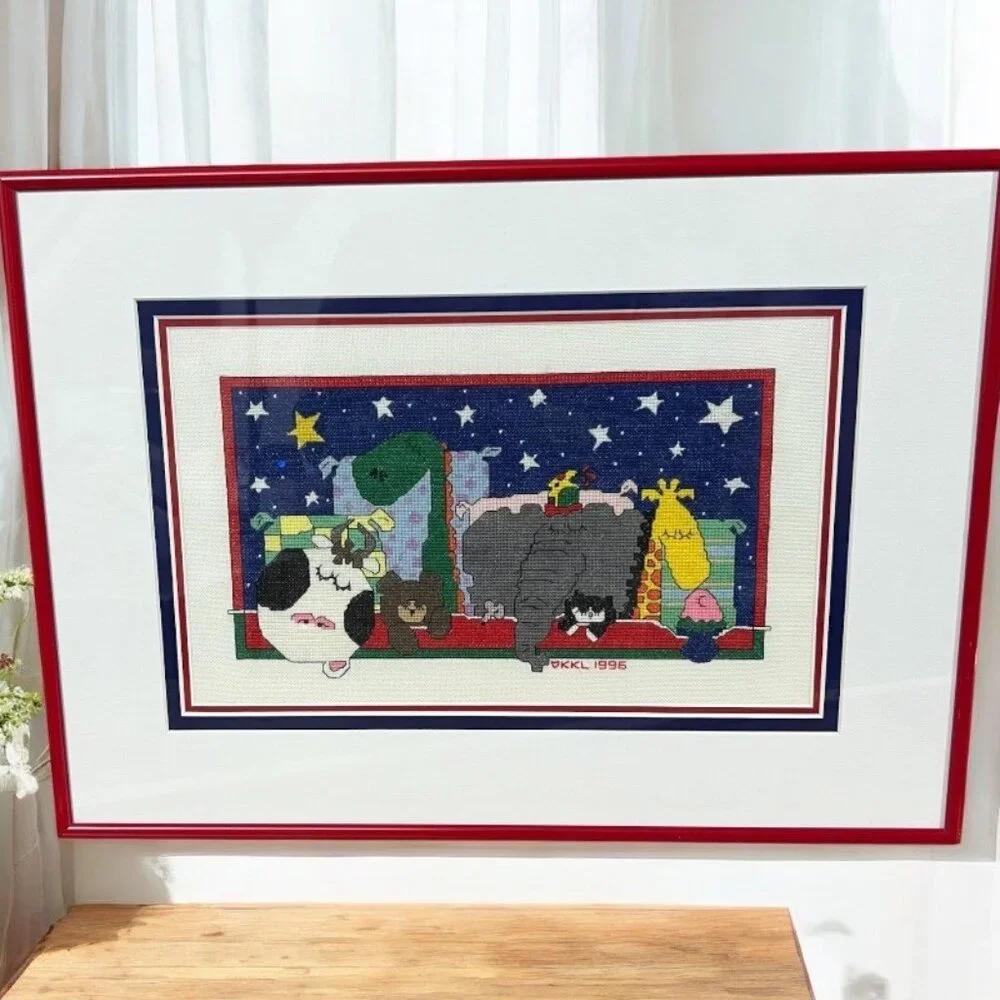Handmade Sandra Boynton Animal Cross Stitch‎ Professionally Framed